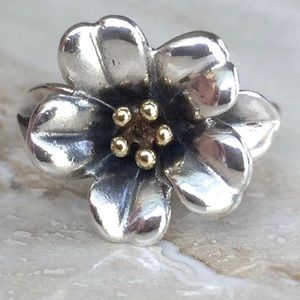 James Avery Sterling/18k gold Flower Ring-Retired